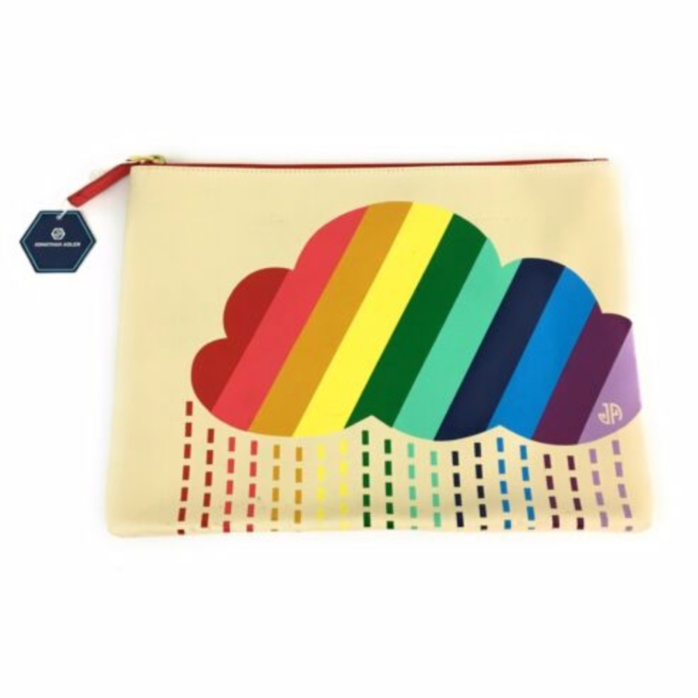 Johnathan Adler Rainbow Rain Cloud Print Zip Pouch